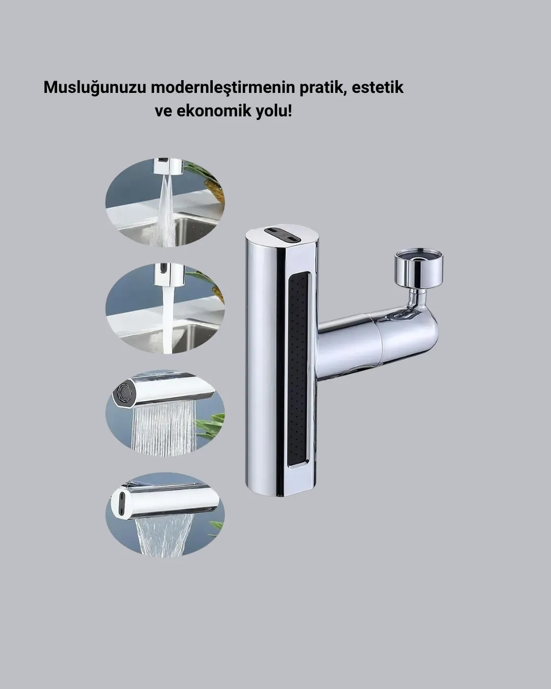 ABS Pirinç Alaşımlı Musluk Başlığı 4 Modlu 360° Dönebilen ve Ekonomik