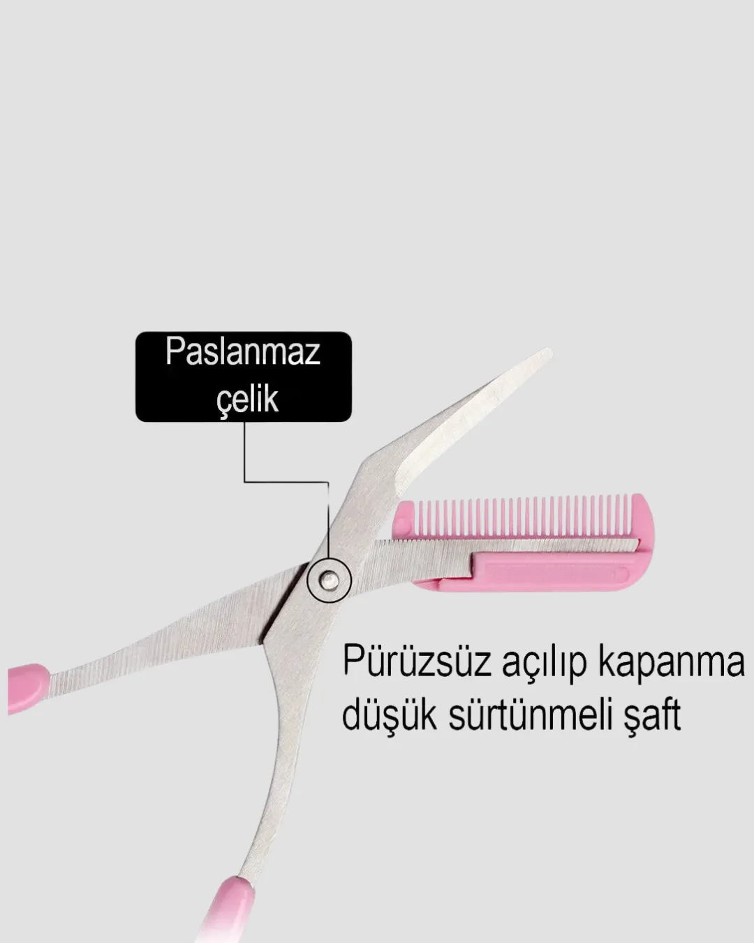 Profesyonel Taraklı Kaş Makası – Evde ve Salon Kullanımına Uygun