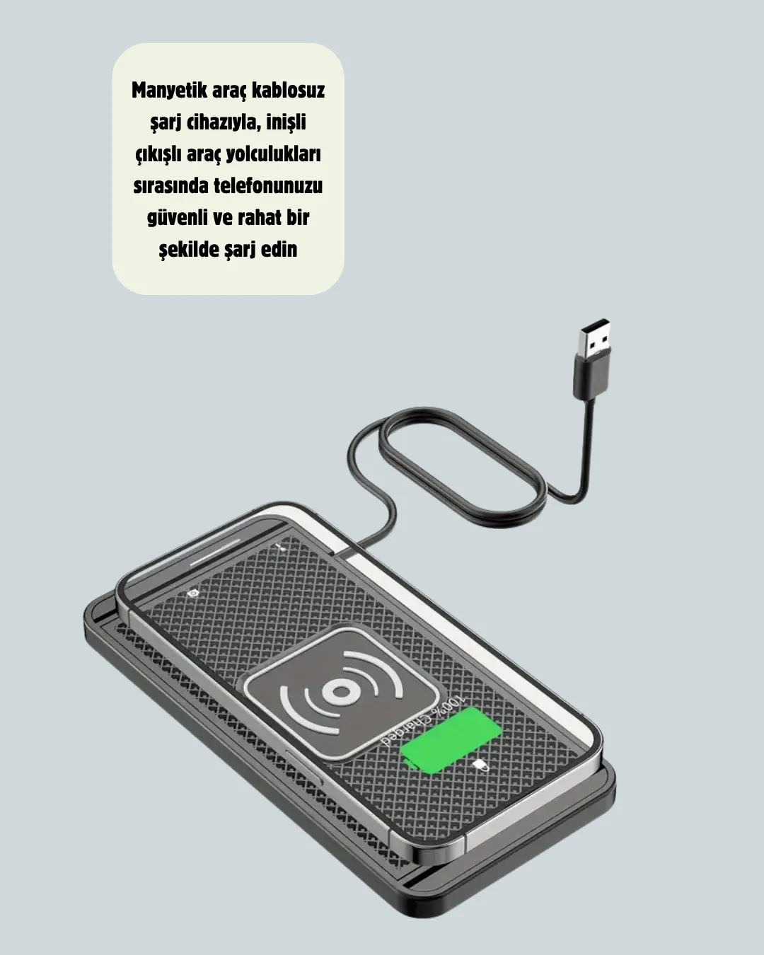 Araç İçi Kablosuz Şarj Pedi – Manyetik Güçlü Tutuş, Hızlı Şarj Özelliği