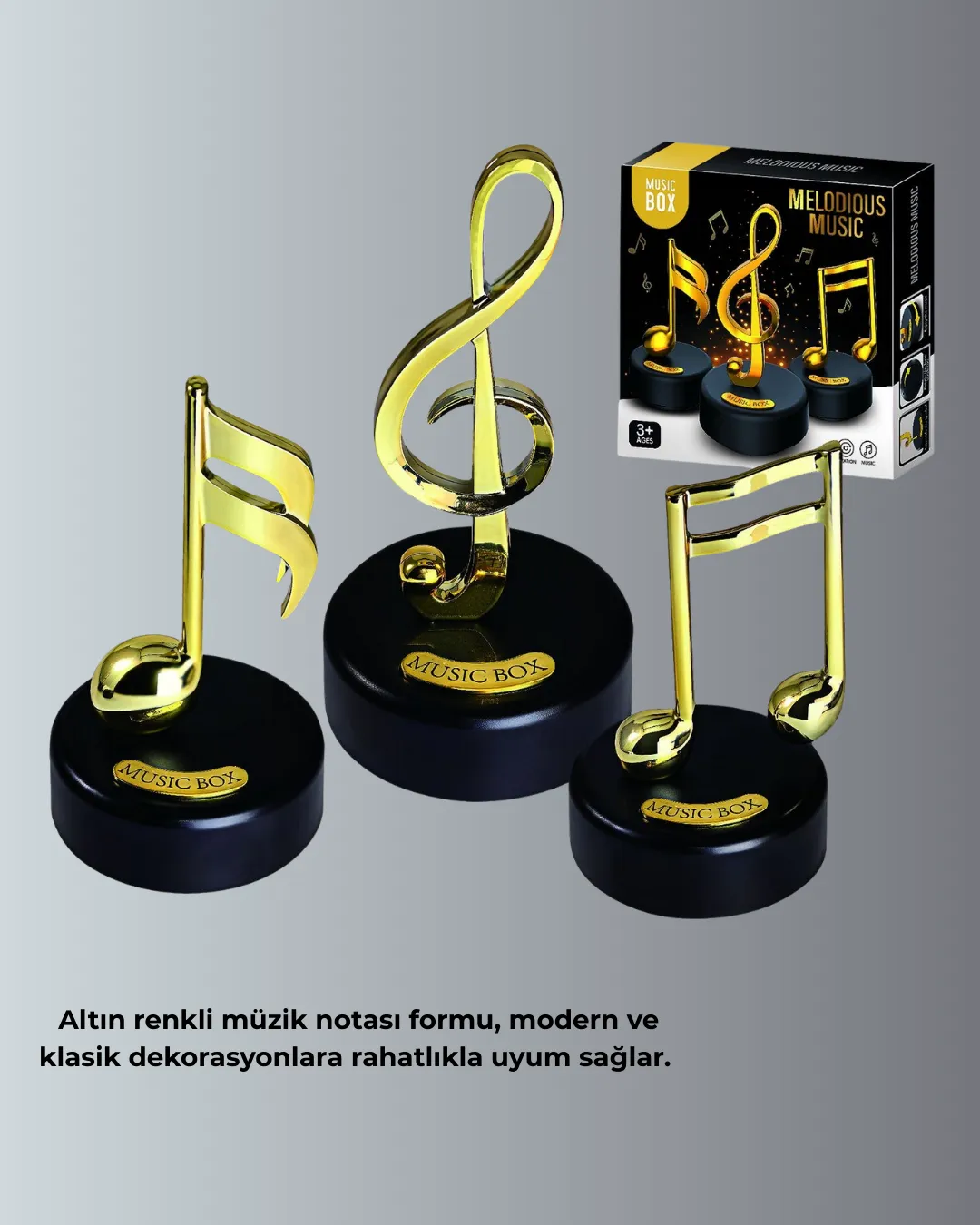 Dönen Sol Anahtarı Figürlü Müzik Kutusu Şık Hediyelik Dekor