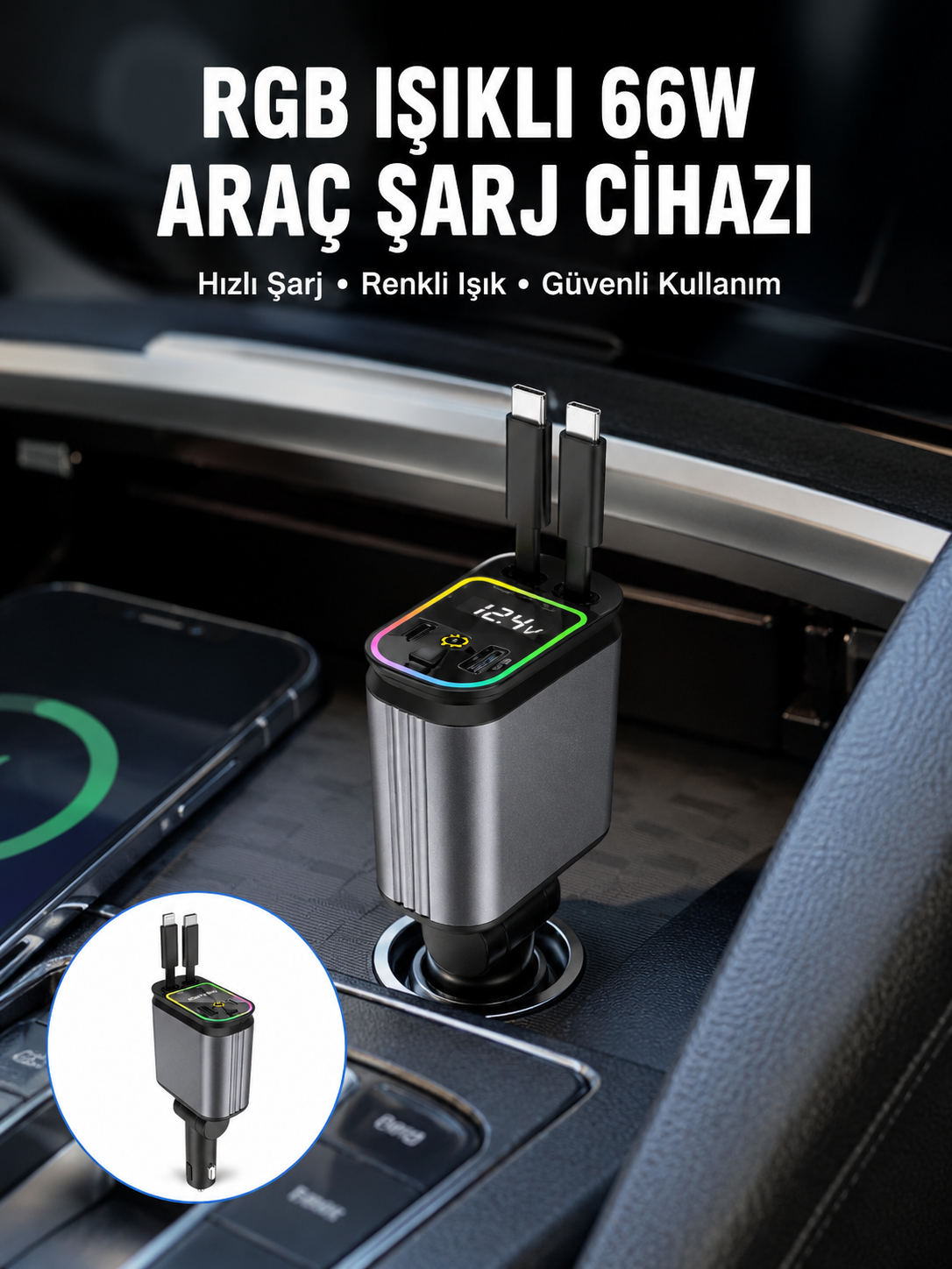 Toyota, Honda, Nissan, Hyundai Araçlar için Çoklu Port Araç Şarj Cihazı