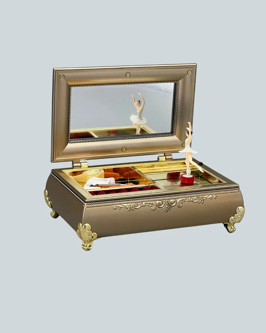Piyano Şeklinde Balerinli Müzik Kutusu Takı Bölmeli Şık Model