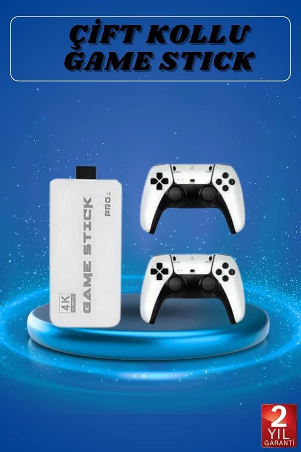 Game Stick 4K Retro Çift Kollu Atari Oyunlari +20000 Oyunlu Konsol Nostalji
