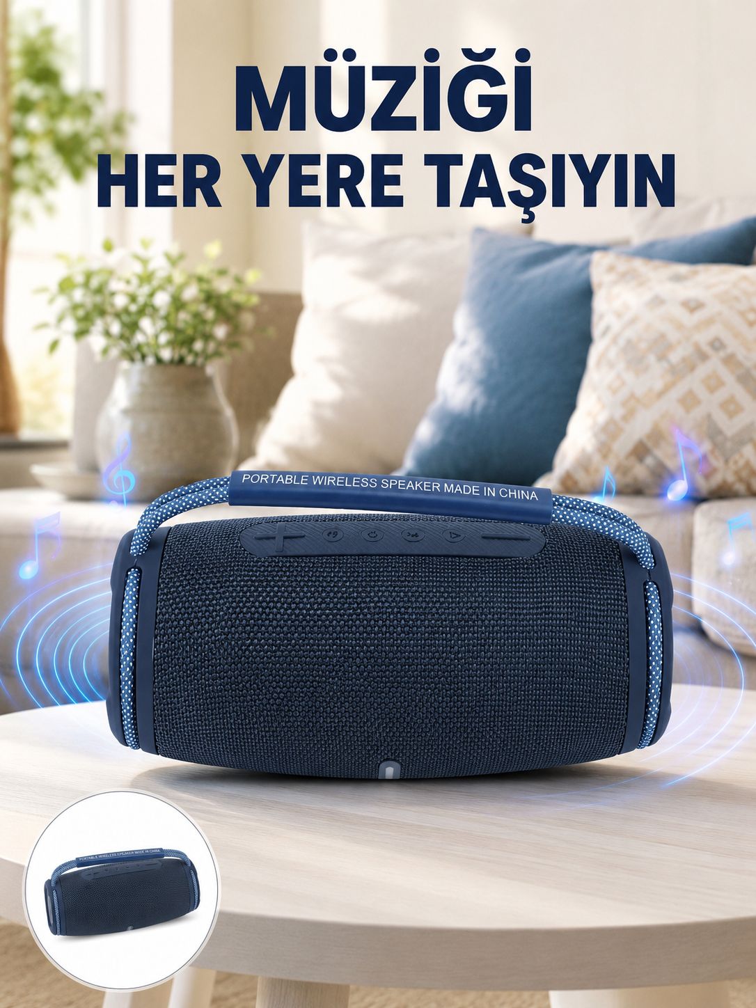 IPX5 Su Geçirmez Taşınabilir Bluetooth Hoparlör Renkli Işıklı