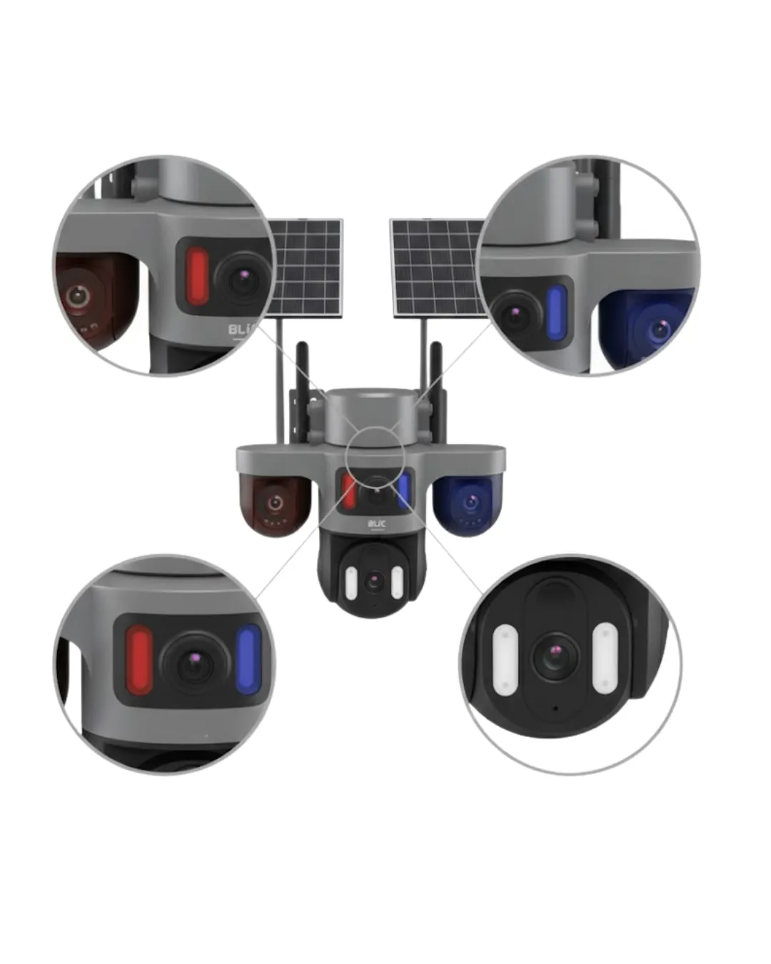 Çoklu Lensli 9MP Solar Güvenlik Kamerası 4G SIM Kart Destekli