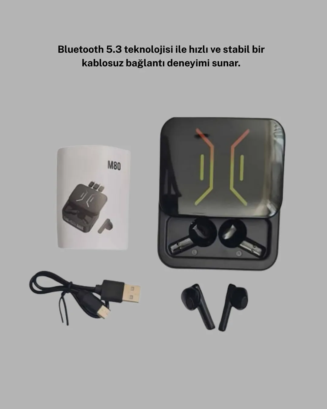 Powerbank’lı Bluetooth 5.3 Kulaklık – Kablolu/Kablosuz Kullanım, Dokunmatik ve Uzun Pil Süresi