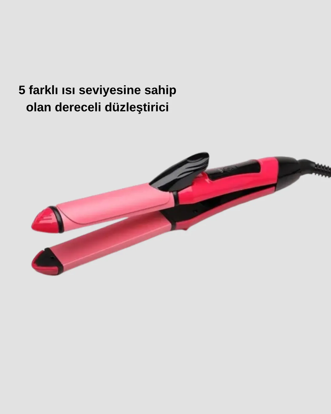 2’si 1 Arada Saç Düzleştirici ve Maşa – 5 Isı Seviyesi, Seramik Kaplama, Döner Kablolu Ergonomik Tasarım