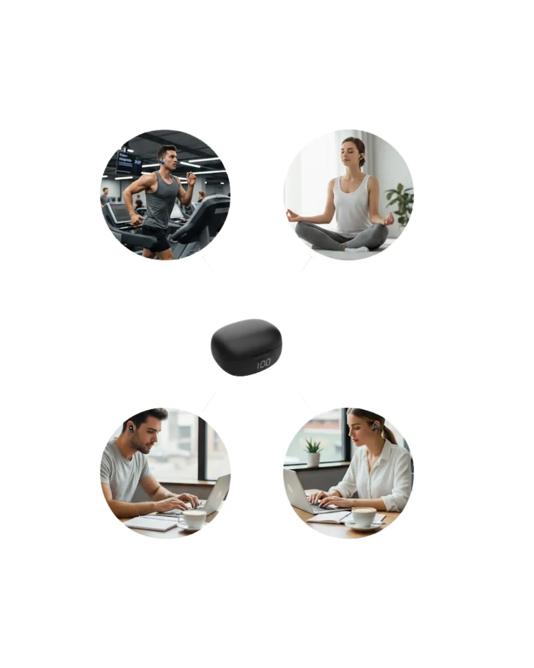 Açık Tasarım Kablosuz Bluetooth Spor Kulaklık LED Ekranlı