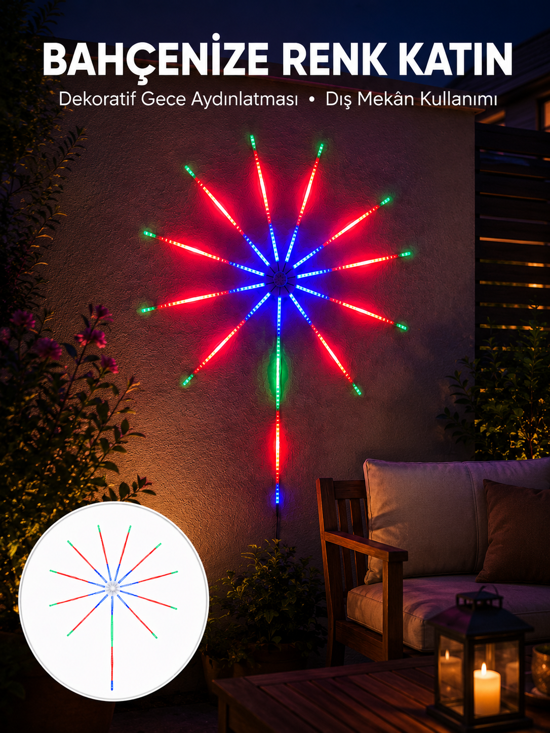 Modüler RGB LED Duvar Işığı Havai Fişek Efektli Uzaktan Kumandalı