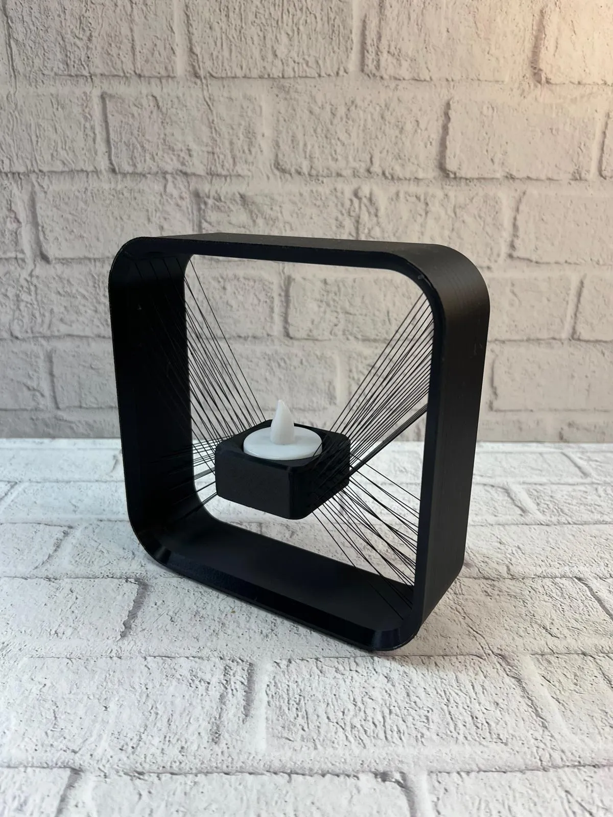 Kare Askılı Mumluk Duvara Asılan Şık Dekoratif Mumluk 16×16 cm