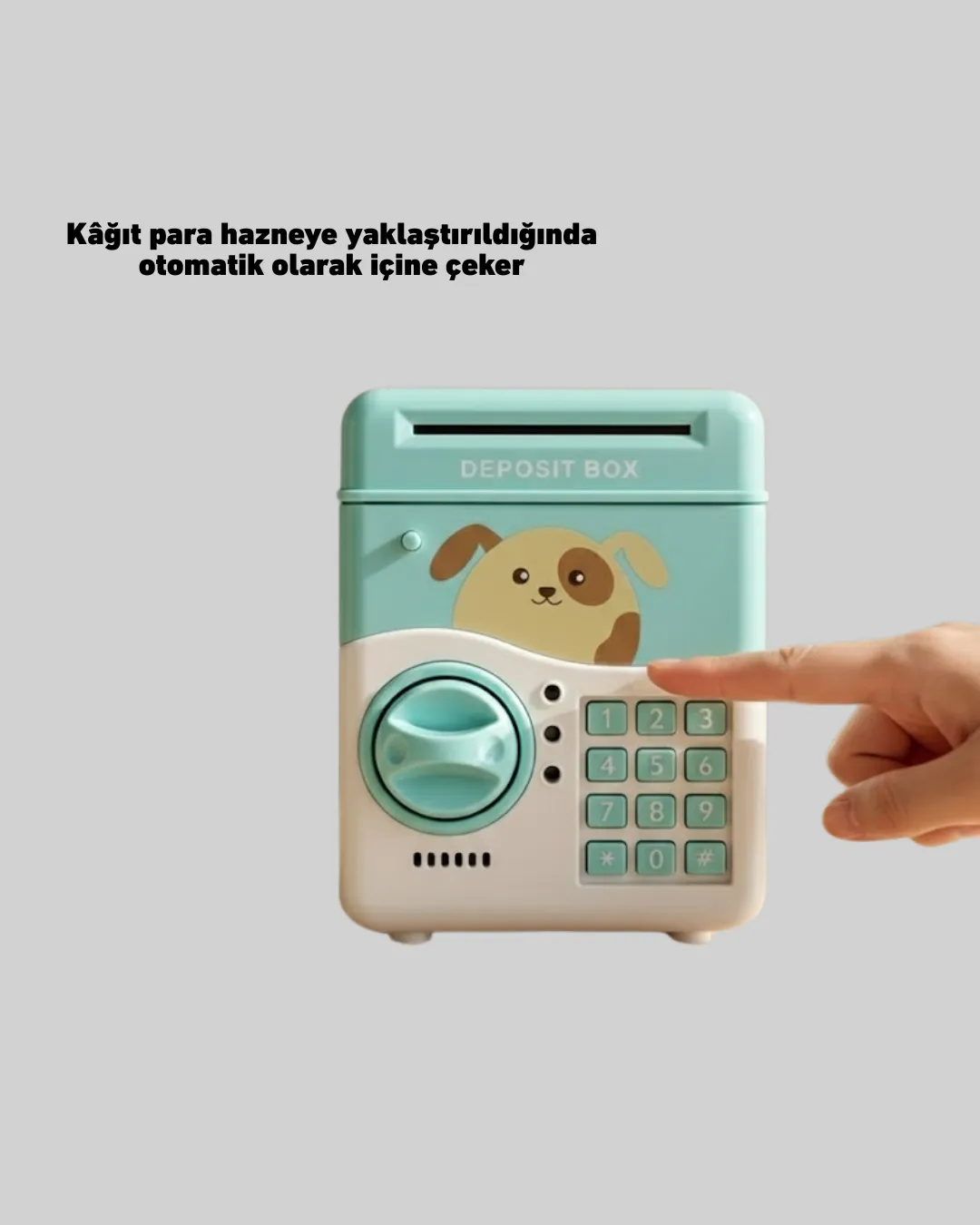 Çocuklar İçin Su Yeşili ATM Kasa Tasarımlı Şifreli Kumbara