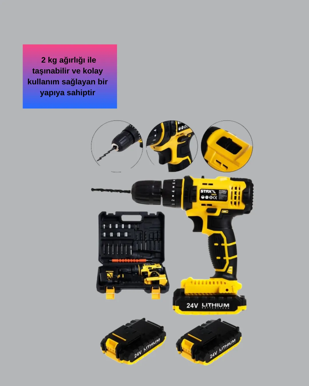 12V Akülü Matkap | 20-30 Nm Tork, Çift Hız Ayarı ve LED Işık