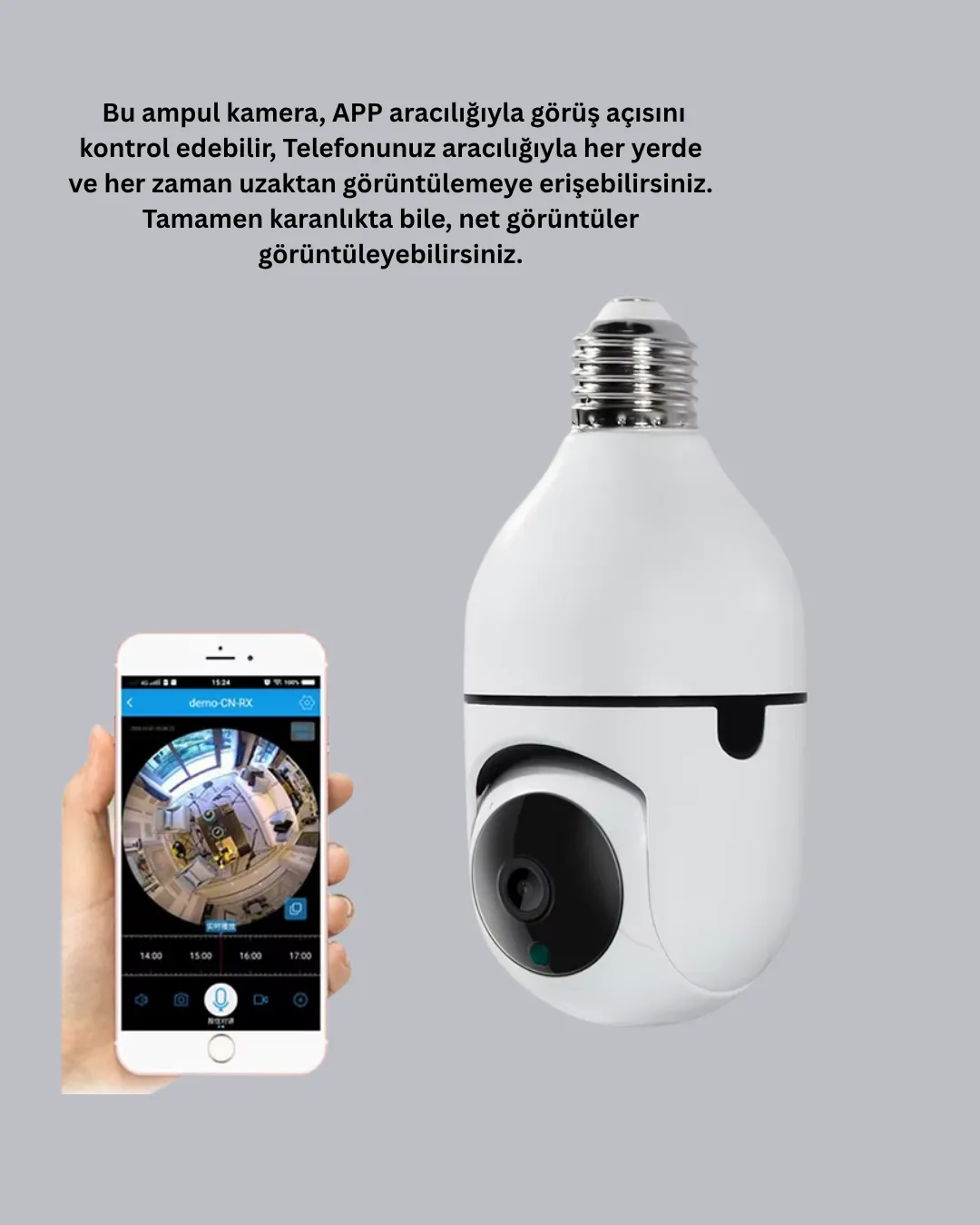 Tam Karanlıkta Görüntüleme Sağlayan 1080P Ampul Güvenlik Kamerası
