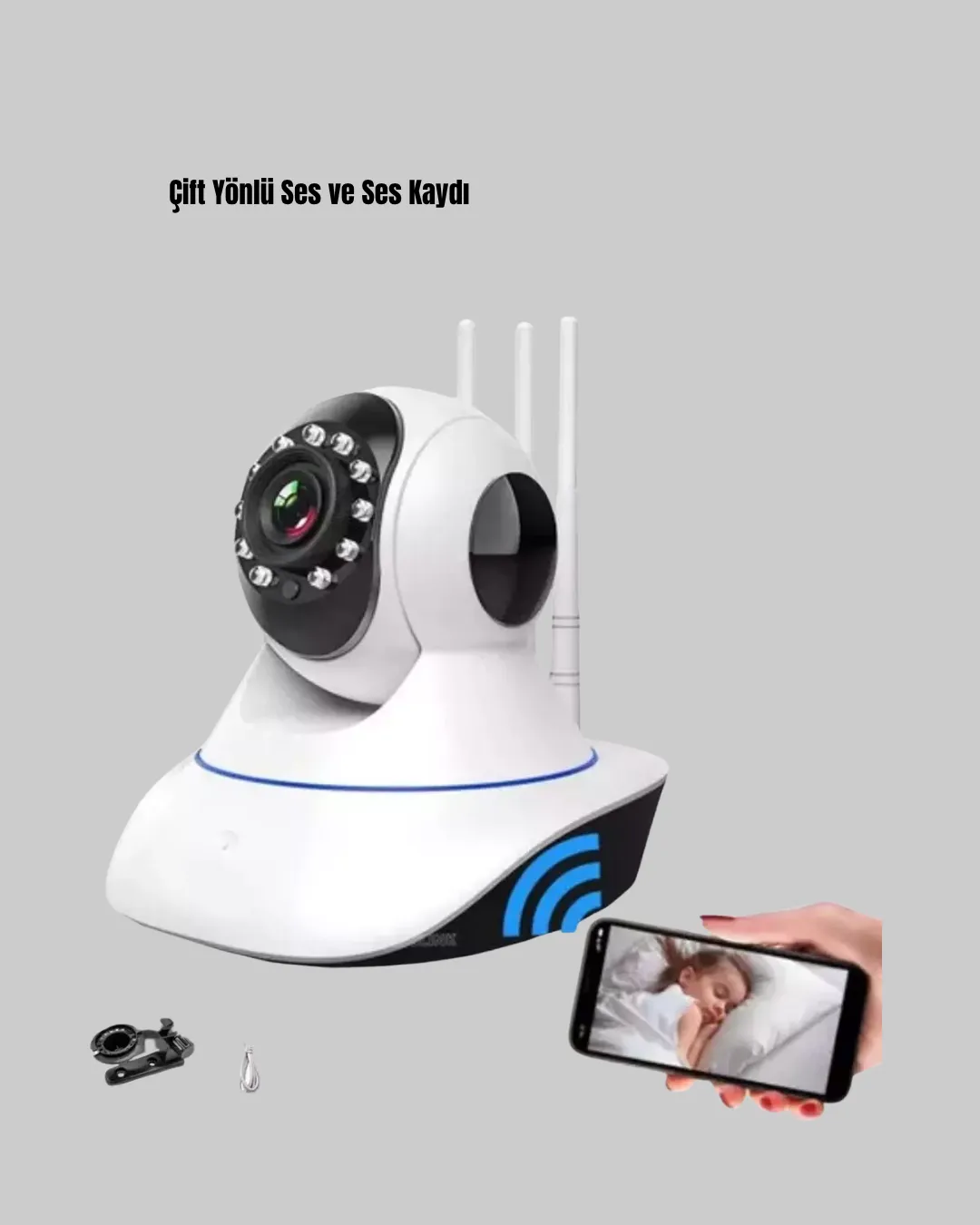 Full HD Akıllı IP Kamera – Gece Görüşlü, Hareket Sensörlü, Çift Yönlü Ses ve Online Kayıt Özellikli