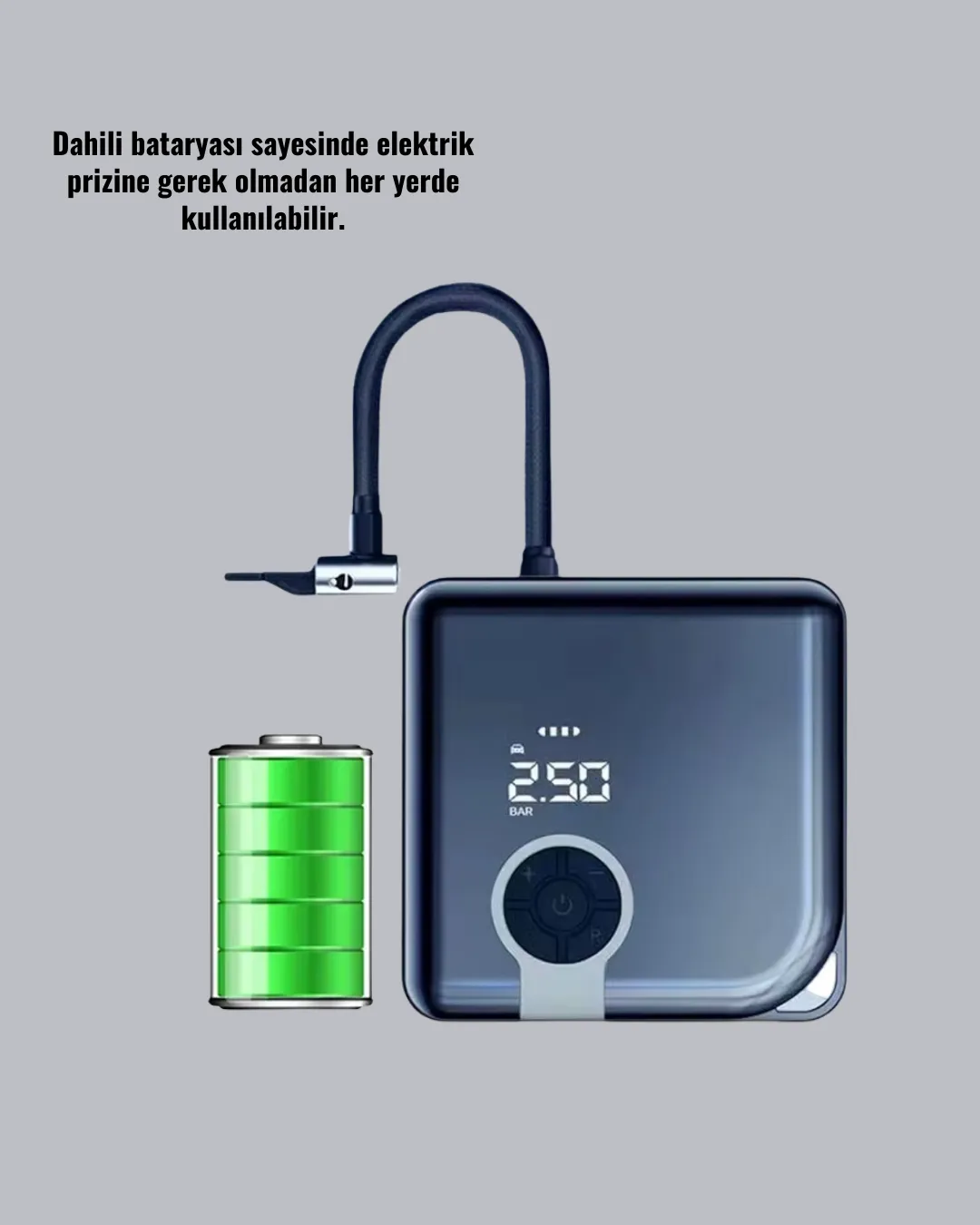 150 PSI Yüksek Basınç Kapasiteli Kablosuz Lastik Pompası