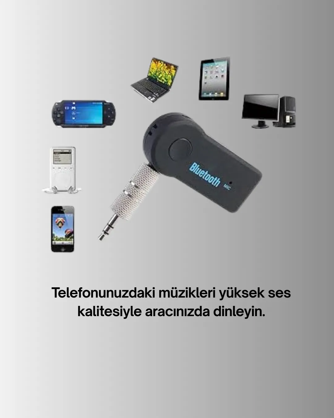 Araç İçi Bluetooth AUX Müzik ve Telefon Görüşmesi Adaptörü