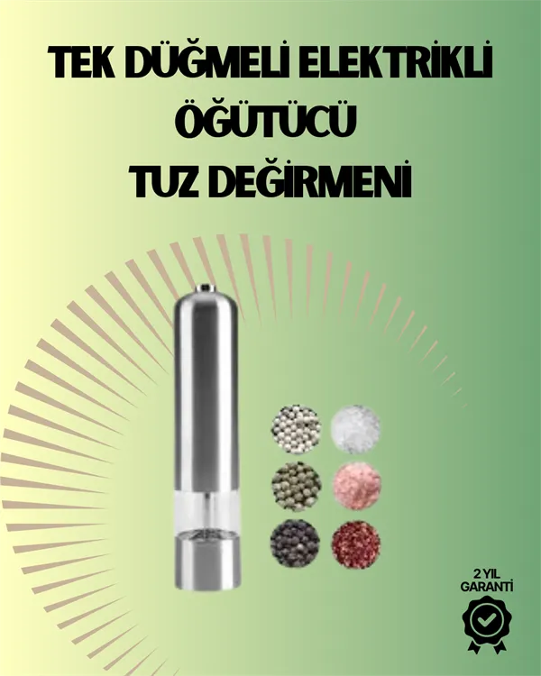 Pilli Otomatik Baharat Değirmeni Gıda Sınıfı Çelik Sessiz Öğütücü Alet