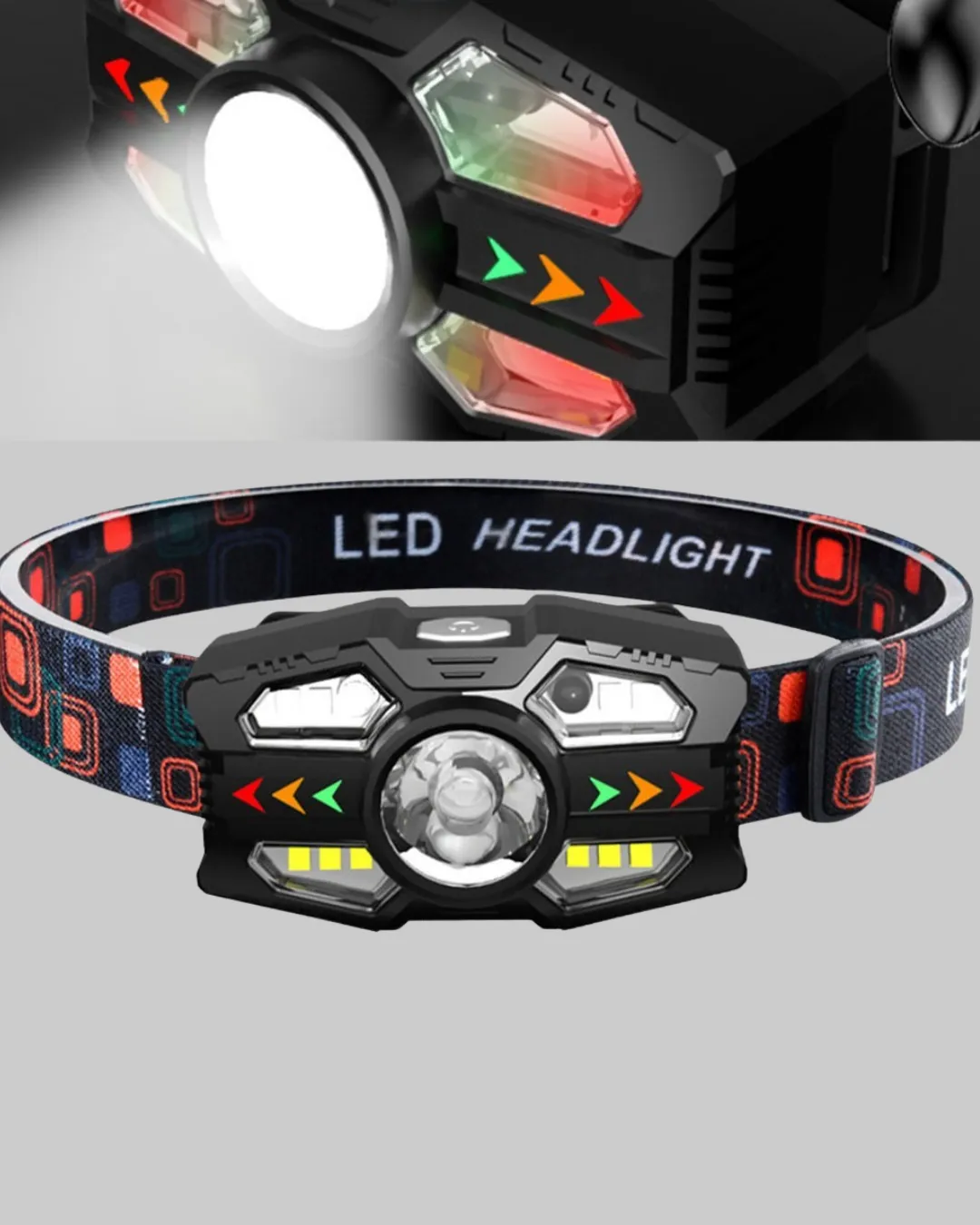 Şarj Edilebilir LED Far Hareket Sensörlü 5 Modlu Outdoor