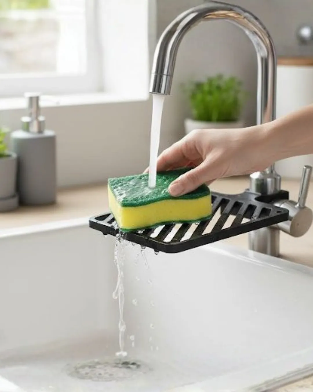 Musluğa Monte Sünger Organizeri Hijyenik Drenajlı Pratik Tasarım