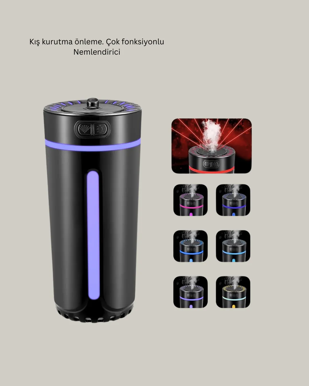 Ultrasonik Nemlendirici LED Işıklı Aromaterapi Difüzör Sessiz Çalışma
