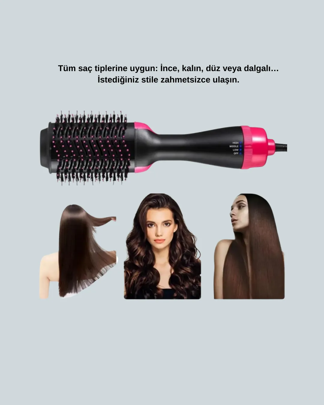 Negatif İyon Teknolojili Saç Kurutma ve Şekillendirme Fırçası