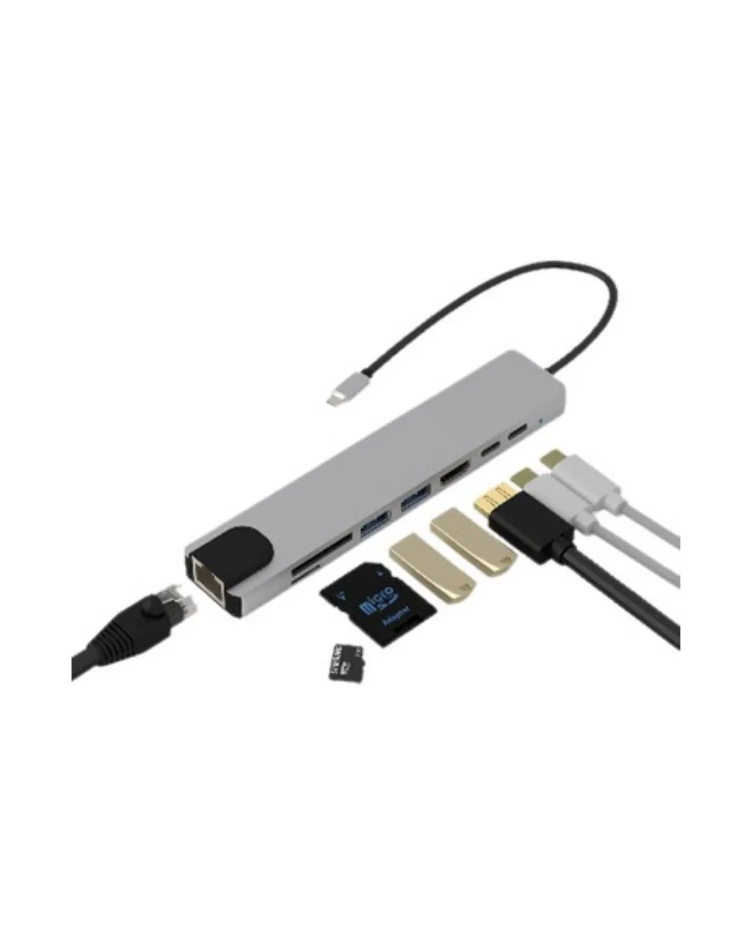 USB C Çoklu Port Adaptör HDMI USB Ethernet SD Kart Hub