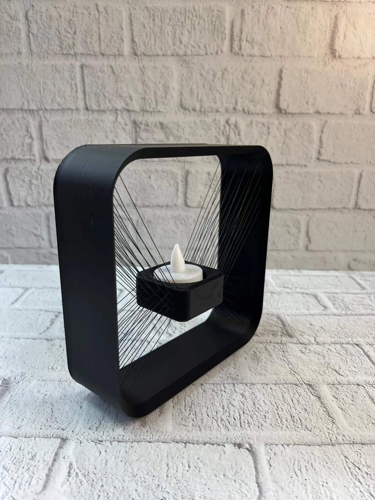 Kare Askılı Mumluk Duvara Asılan Şık Dekoratif Mumluk 16×16 cm