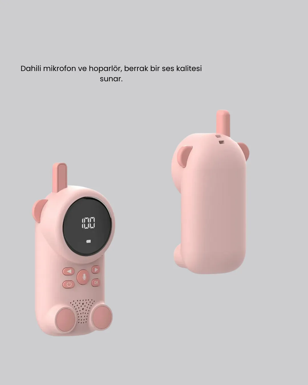 Şarjlı Bebek Telsizi Uzun Mesafe 22 Kanal LCD Ekran VOX Modu 400 mAh