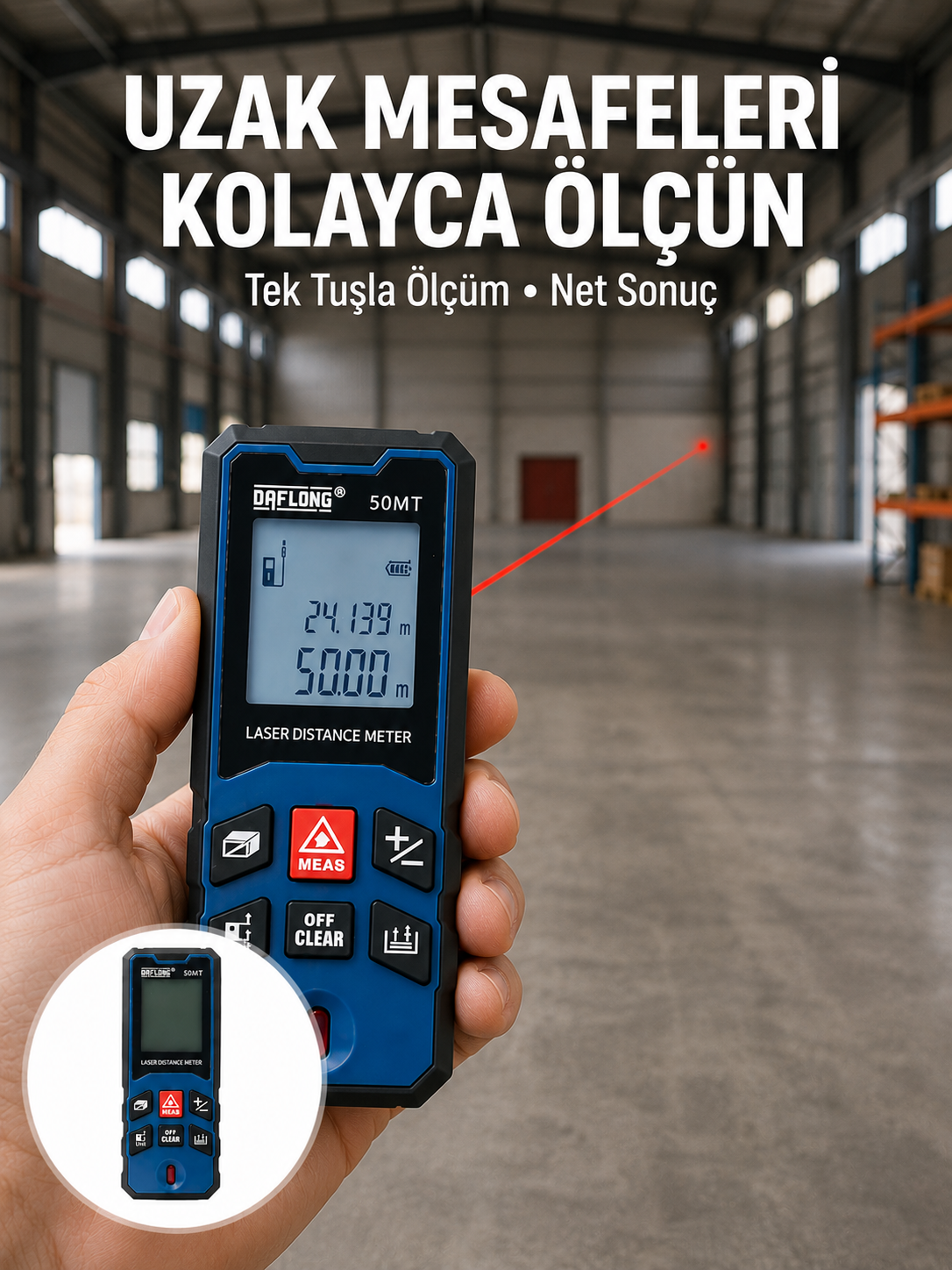 Profesyonel Lazer Metre Hassas Ölçüm ve Dijital Ekran