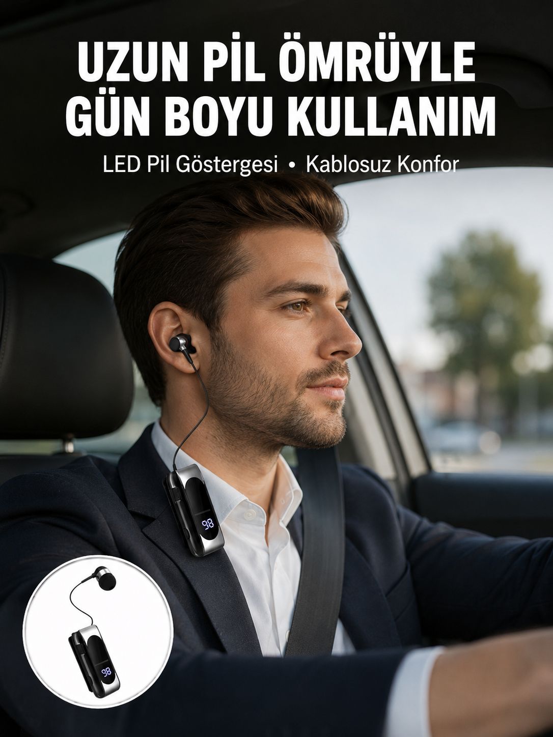 Bluetooth 5.2 Klipsli Kablosuz Kulaklık – Dijital Ekran & Titreşimli Uyarı