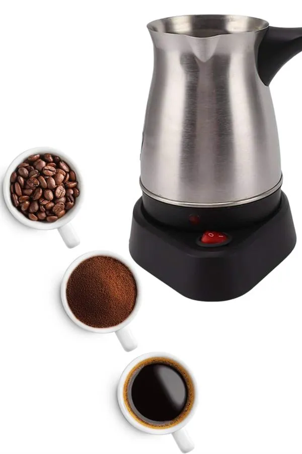 Yeni Nesil Türk Kahve Makinesi Cezvesi Siyah Gri Kablolu Pratik