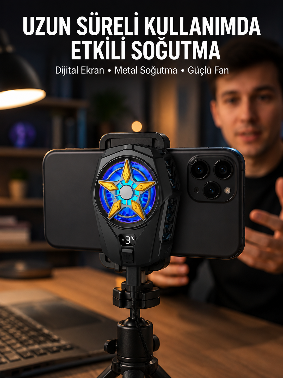 Ergonomik Telefon Soğutucu – 2 Hız Ayarı, Hafif ve Taşınabilir