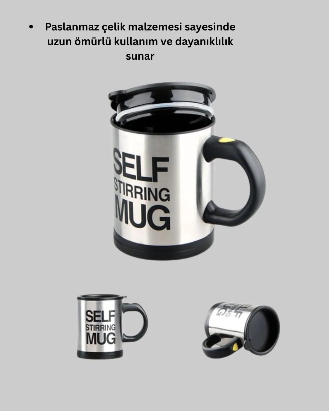 Paslanmaz Çelik Kendi Kendini Karıştıran Akıllı Kupa – Isı Yalıtımlı