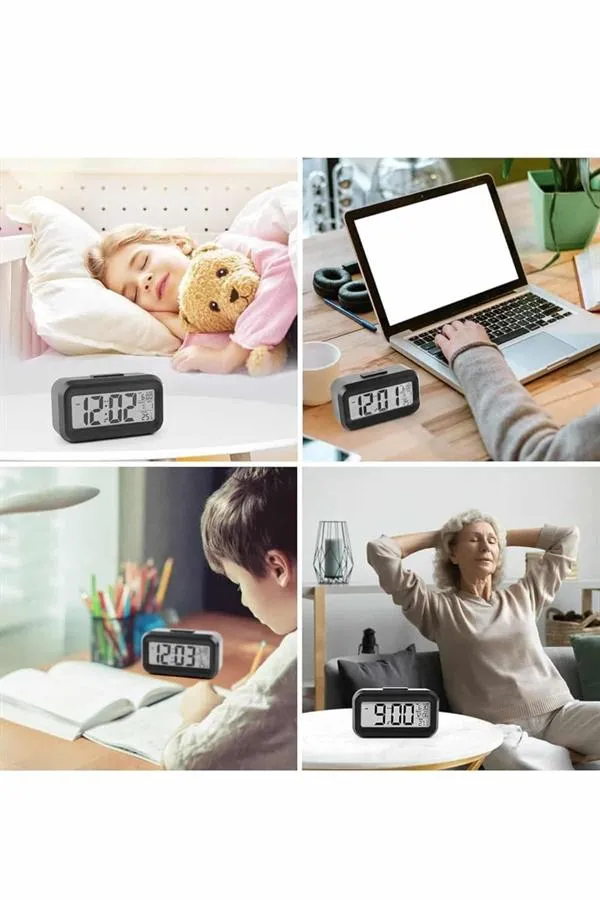 Dijital Işıklı Alarmlı Çalışma Masası Ekran Pilli Çalar Saat
