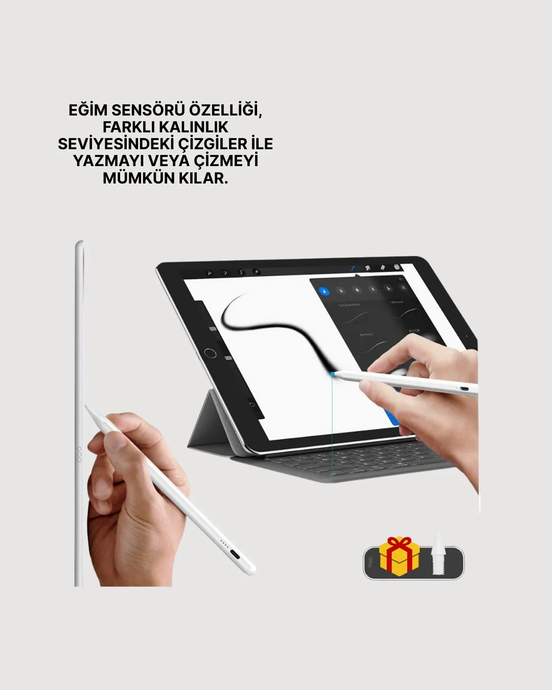 Eğim Sensörlü 1,0 mm Uçlu Dijital Kalem – Uzun Pil Ömrü ve Kolay Kullanım