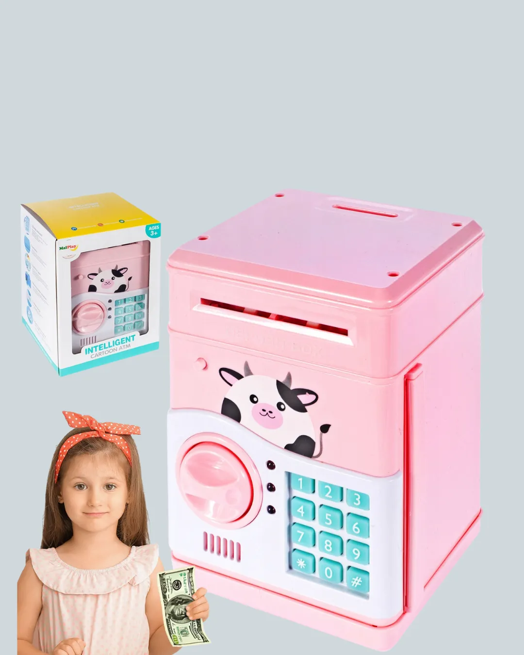 Çocuklar İçin Pembe ATM Görünümlü Elektronik Kumbara