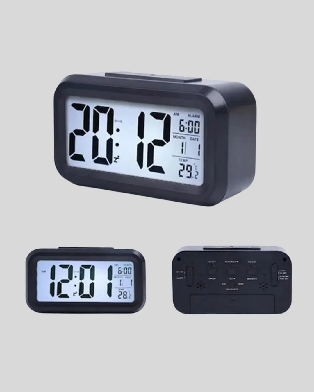 Dijital Masa Saati Sensörlü Aydınlatmalı Alarm ve Sıcaklık Ölçerli
