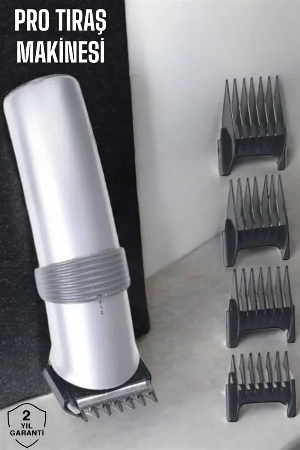 4 Taraklı Profesyonel Şarjlı Saç ve Sakal Kesme Tıraş Makinesi Seti