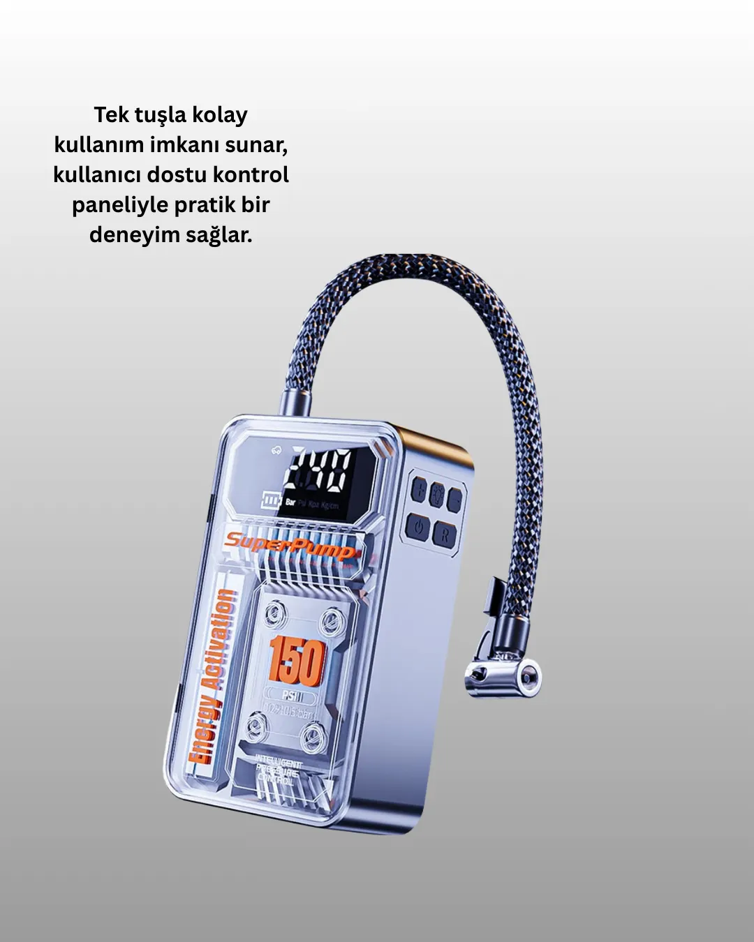 150 PSI Kablosuz Dijital Ekranlı Taşınabilir Araç Lastik Pompası