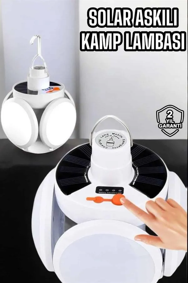 Katlanabilir Taşınabilir Kamp Lambası Işıldak Beyaz Işık Güneş Enerjili Solar Aydınlatma