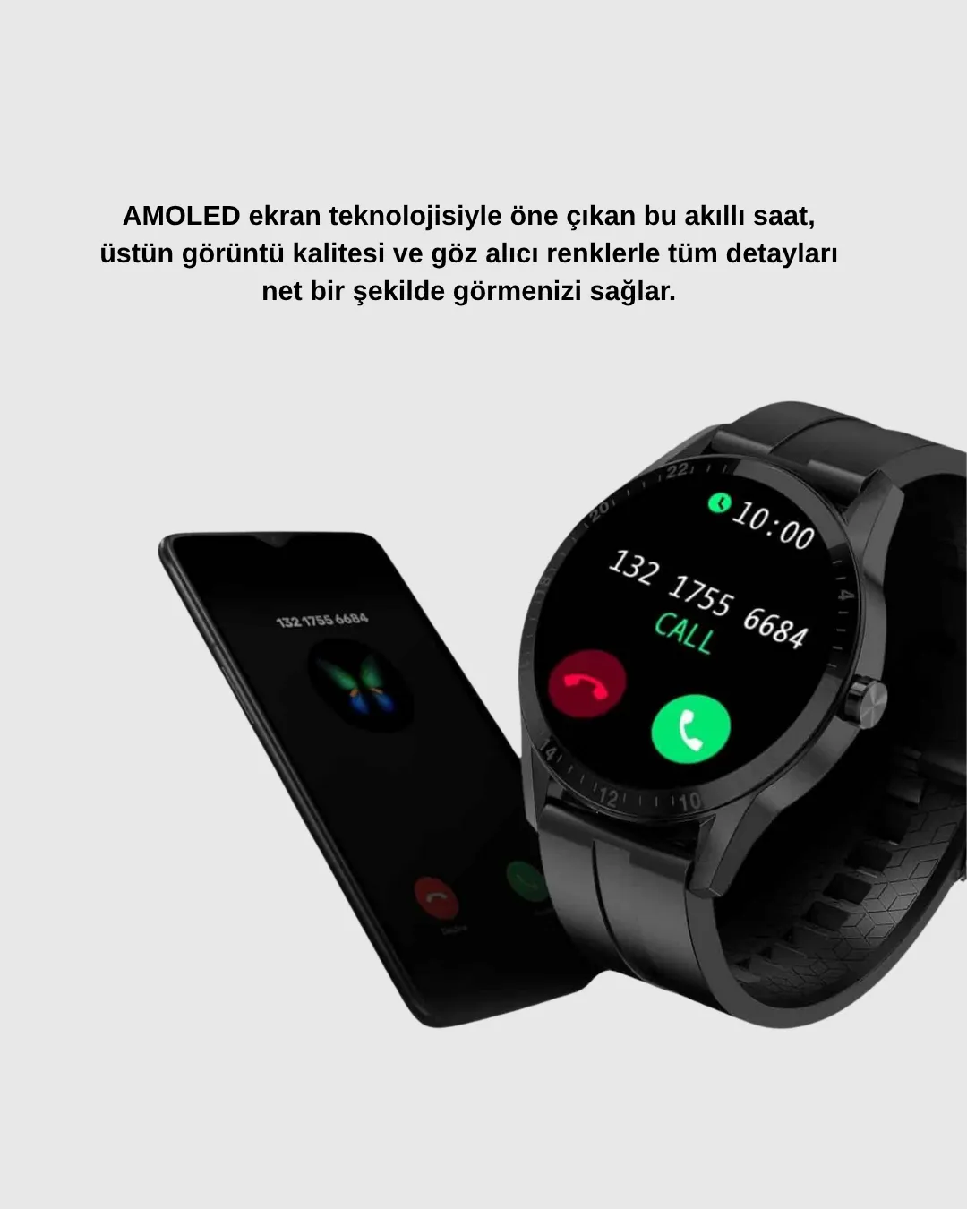 AMOLED Ekranlı Smartwatch – 3 Kordonlu, Kalp Atış & Uyku Takipli Akıllı Saat