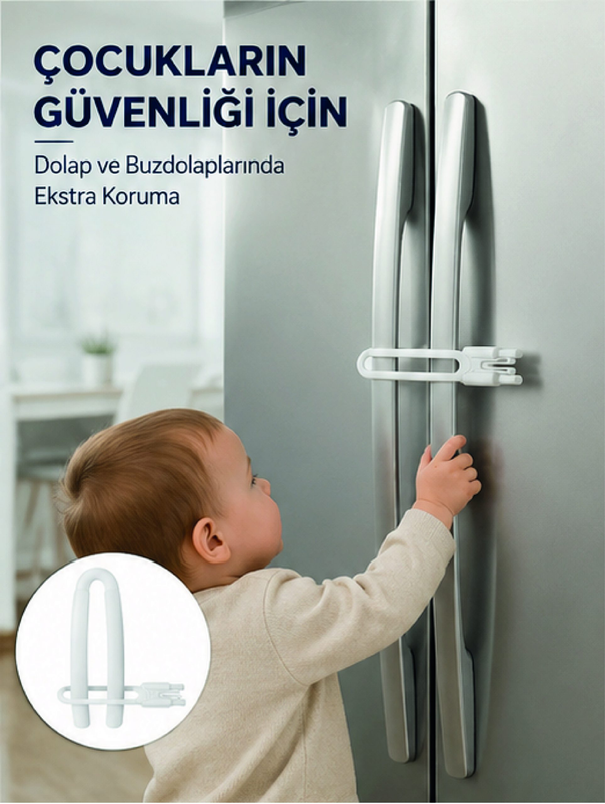 4 Adet Dolap Kapak Kilidi Ev İçi Güvenlik İçin Pratik Koruma Seti