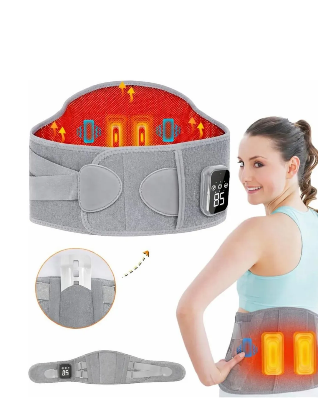 3 Kademe Isıtmalı ve Titreşimli Bel Destek Kemeri Ergonomik Tasarım