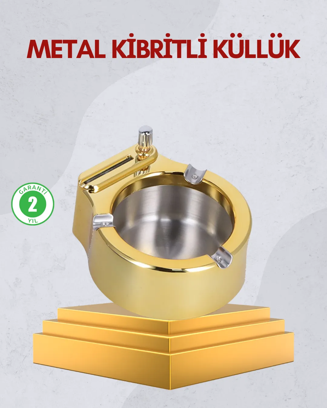 Paslanmaz Çelik Küllük Çakmaklı Masa Üstü Kullanım