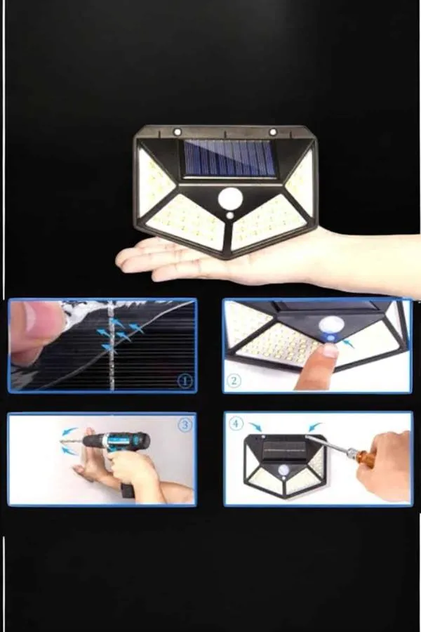 Güneş Enerjili Bahçe Aydınlatma Lambası Solar 100 Led Lamba