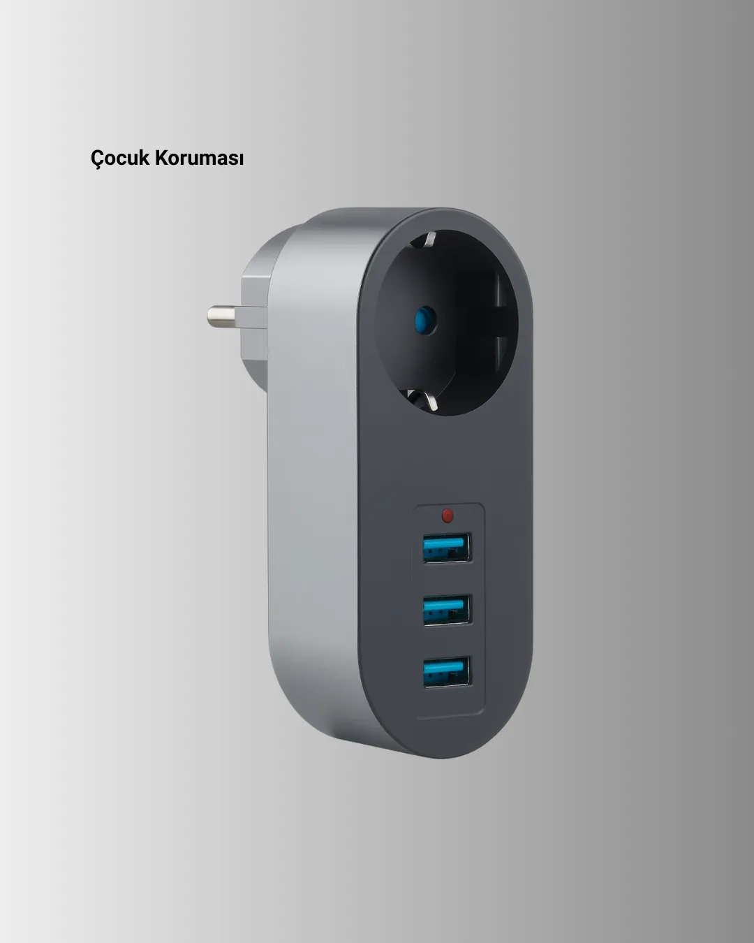 Isıya Dayanıklı 3 USB Portlu Güvenlikli Priz – Akıllı Enerji Yönetimi