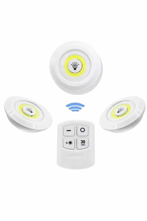 Dolap Işığı Mutfak Rafı Işığı Uzaktan Kumandalı 3 Lü Spot Led Lamba