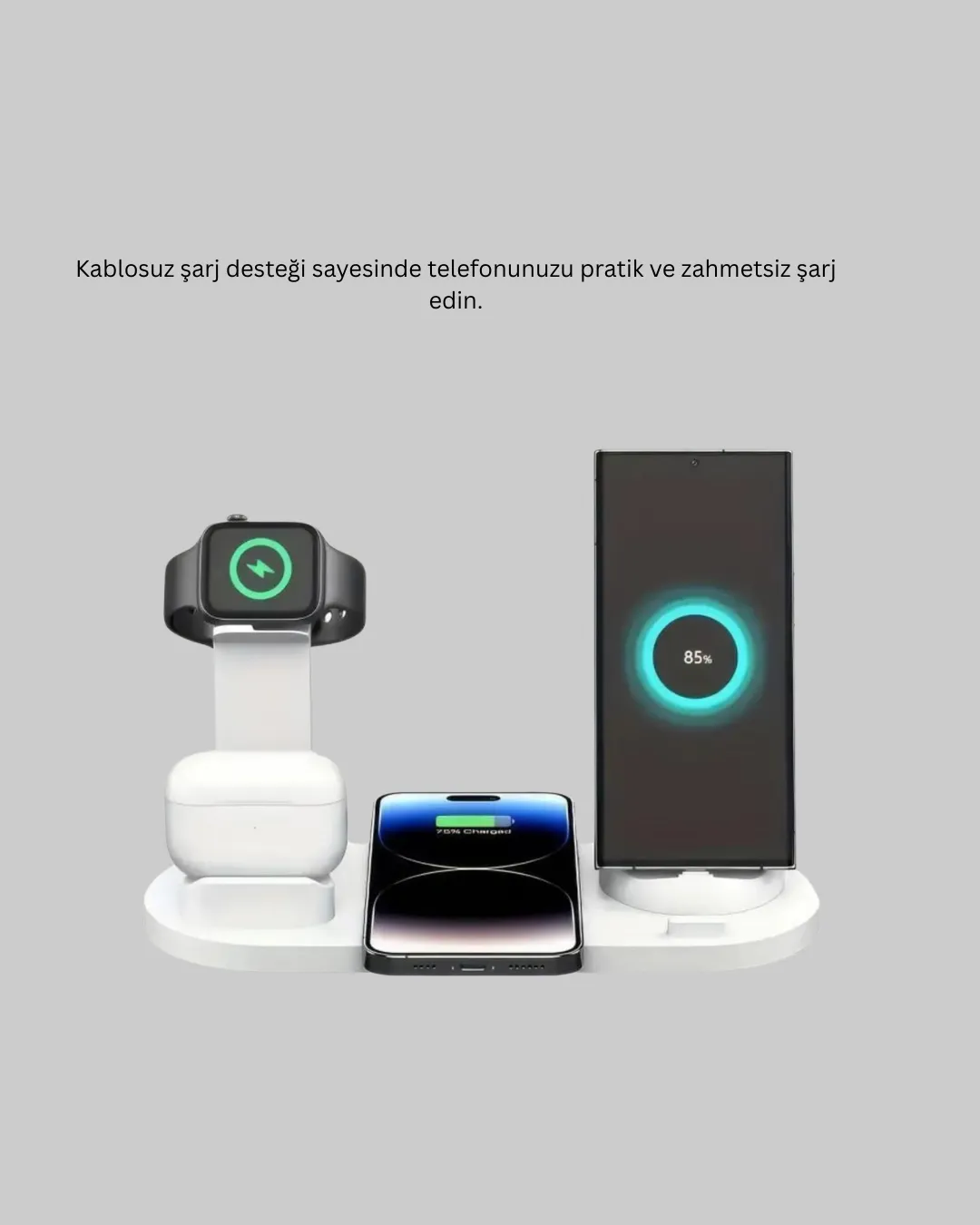 iPhone, AirPods ve Akıllı Saat Uyumlu Çoklu Şarj Cihazı