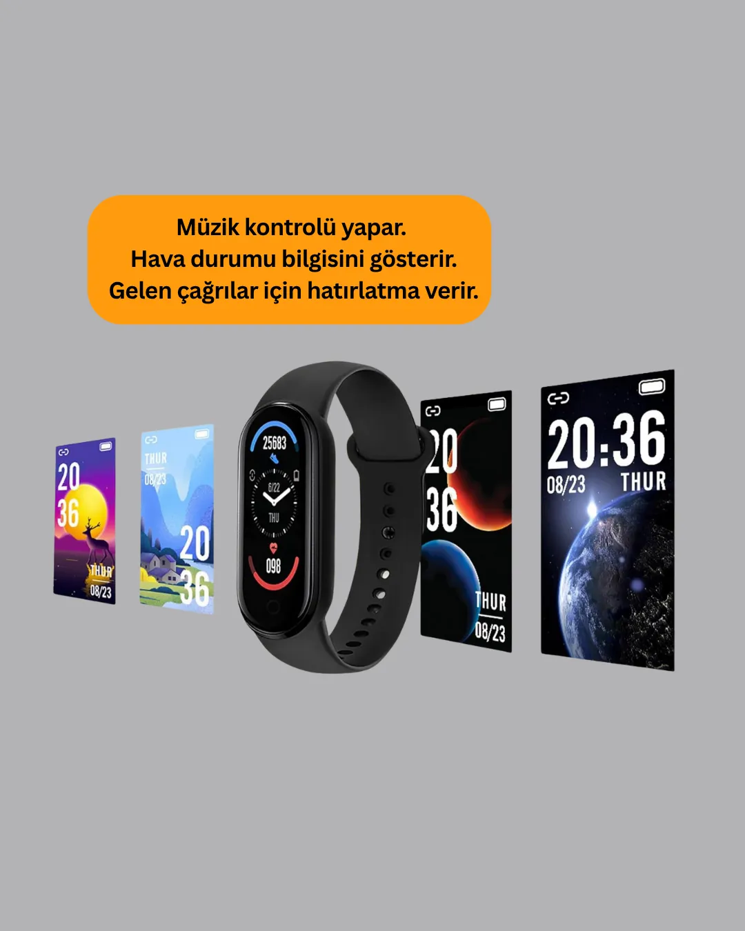 Bluetooth 5.0 Akıllı Bileklik – Kalp, Uyku ve Aktivite Takibi