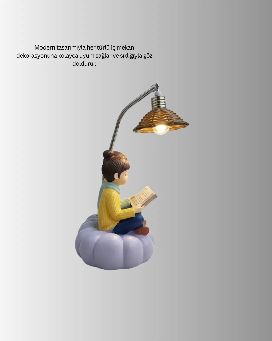 Okuyan Çift Figürlü Dekoratif Gece Lambası Hediye Seçeneği